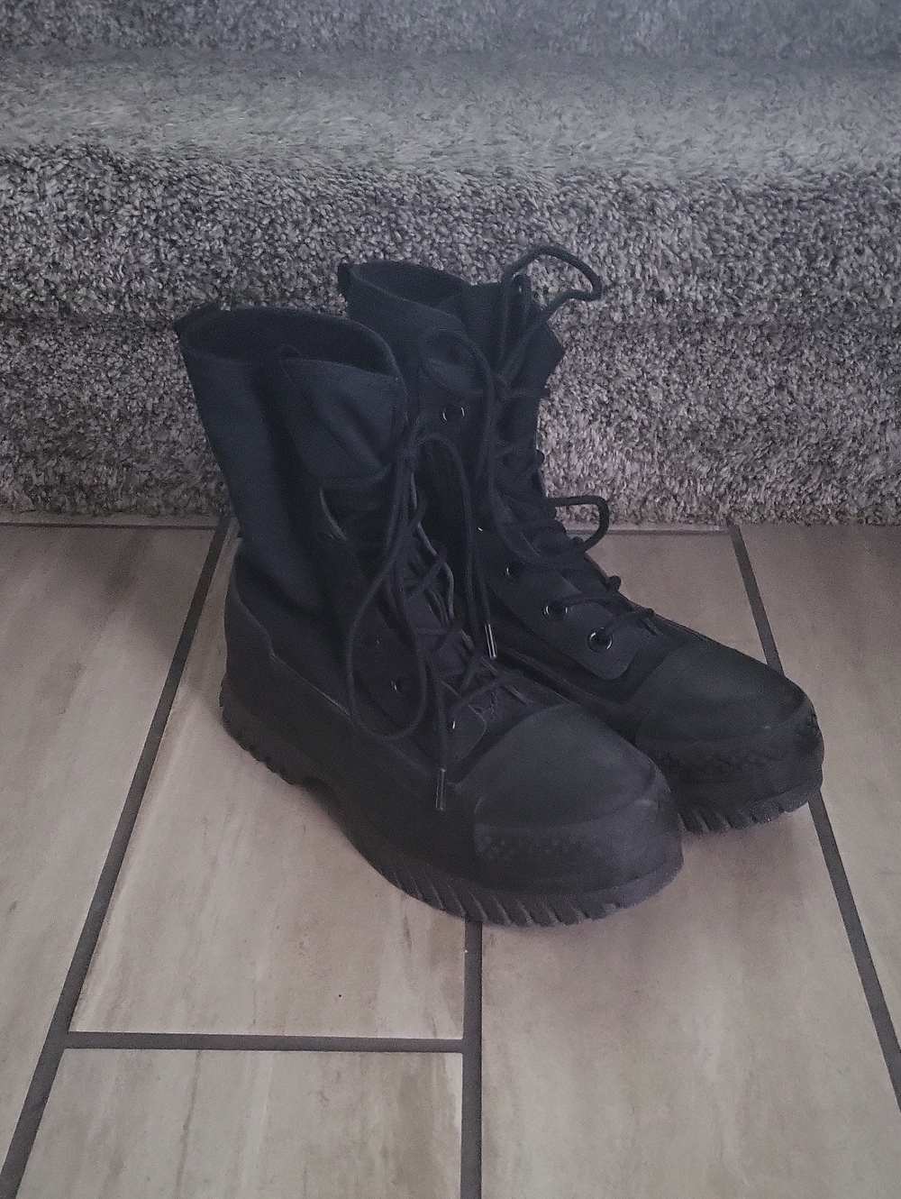 Converse 0Black Lace-Up Women's Combat Boots